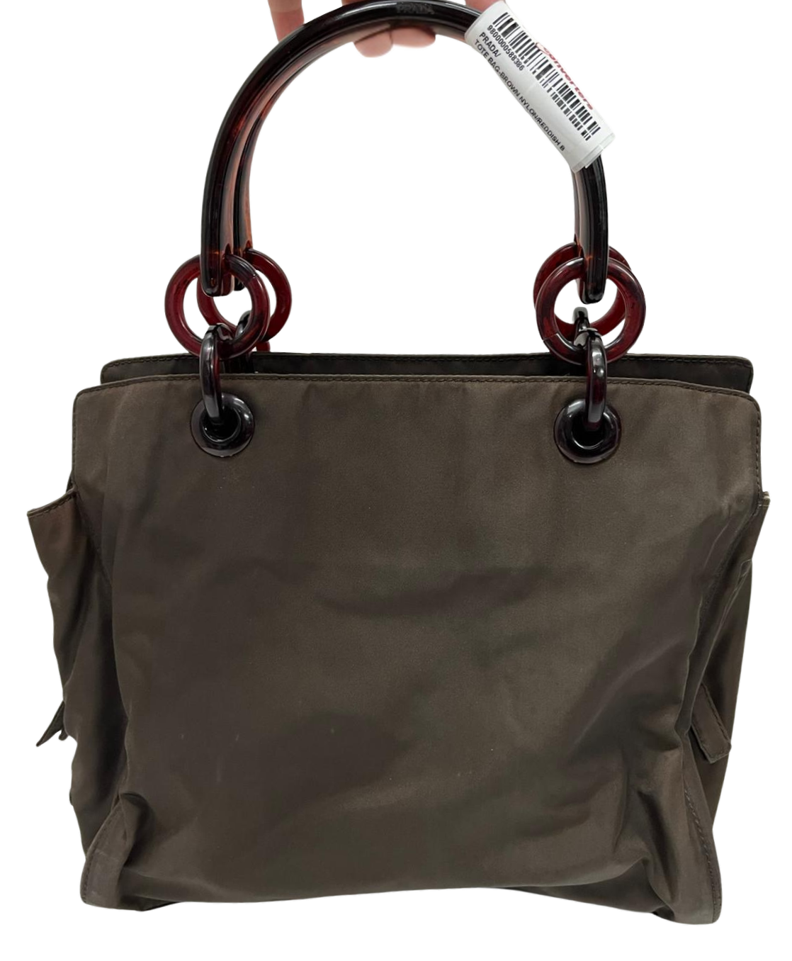 Prada Tessuto Handbag Brown Nylon Acrylic Handles