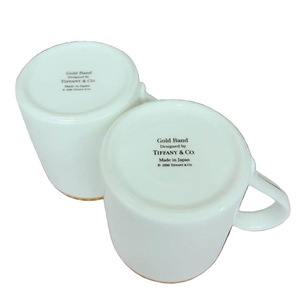 Tiffany & Co D8H9 Gold Band Pair Mug Set