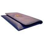 Prada Saffiano Metal Leather Compact Wallet Royal Blue