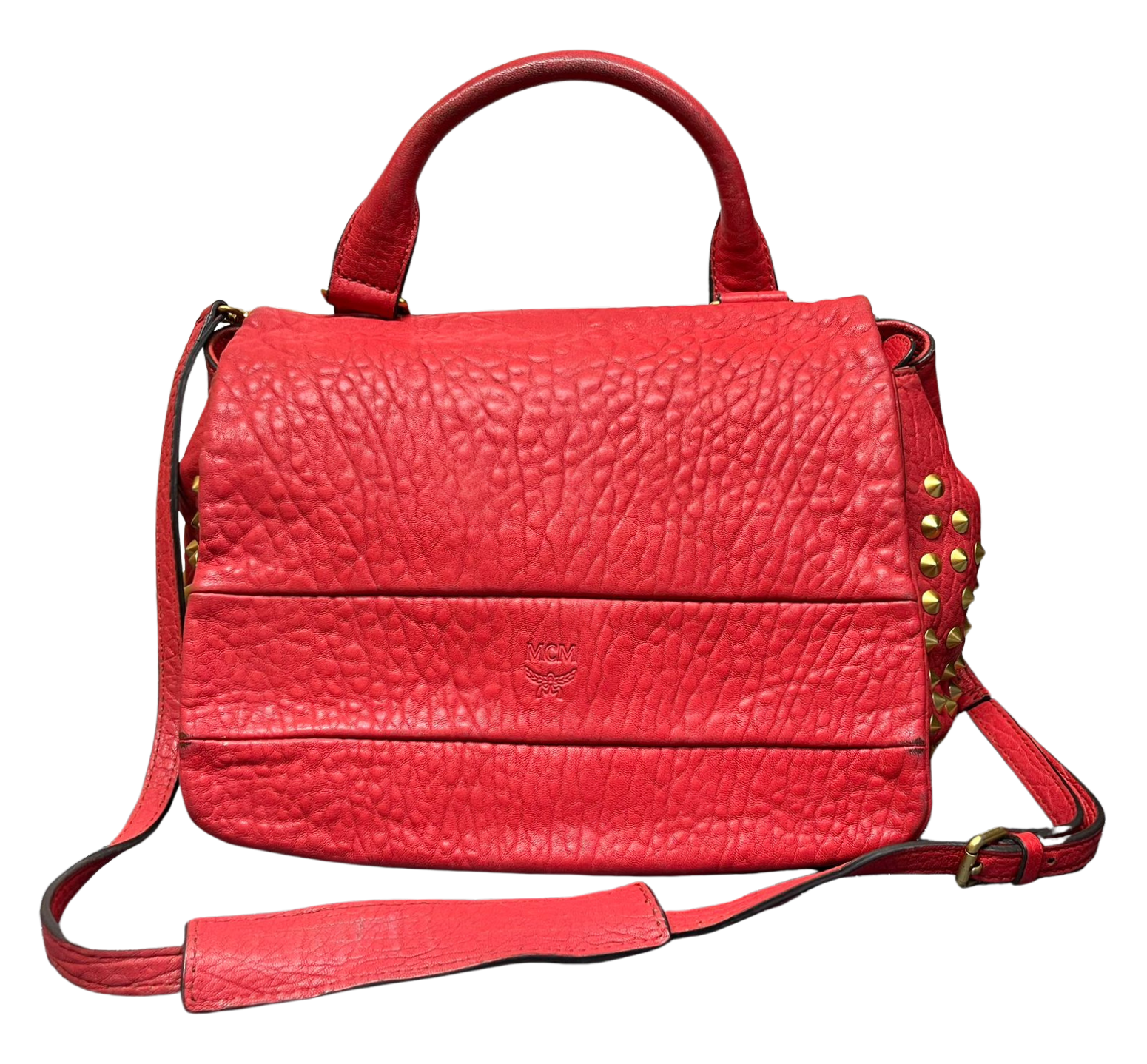 MCM 2way Leather Flapbag Red Studs Main image