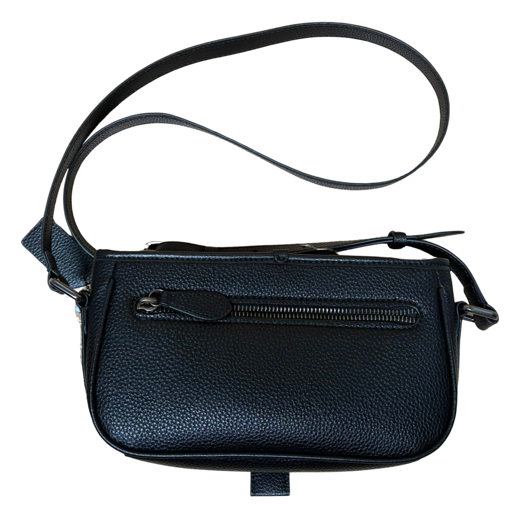 Coach Beck Slim File Bag Crossbody Black Pebble Leather