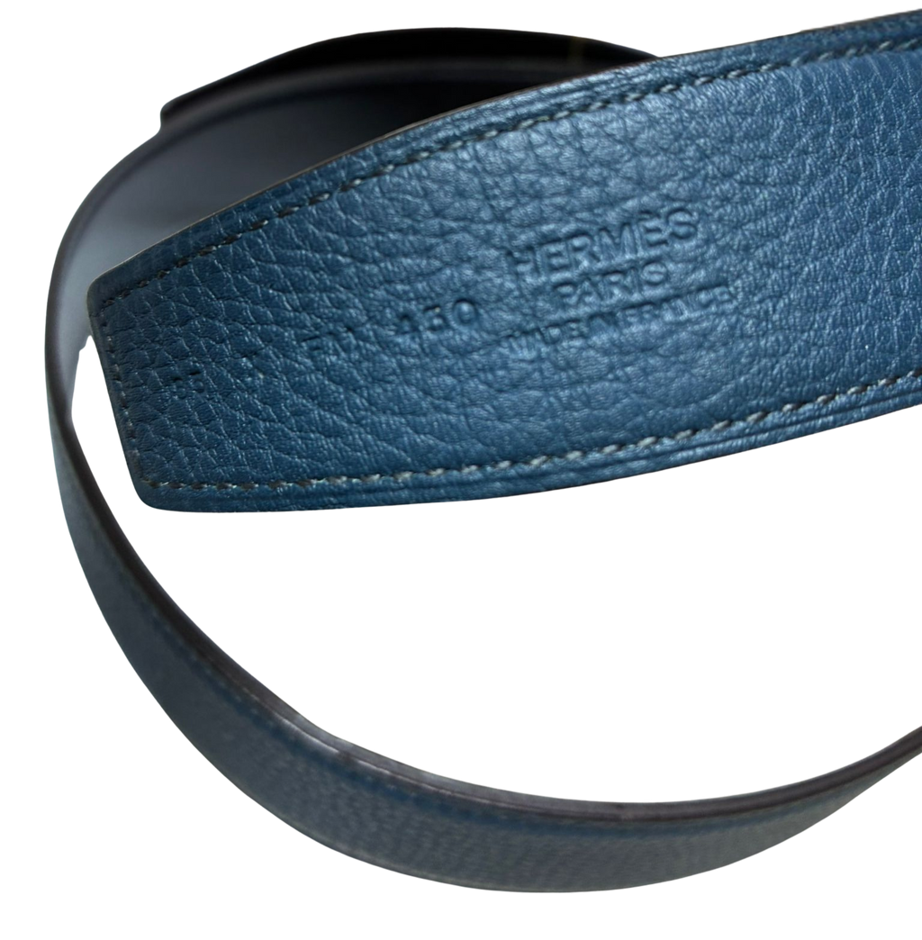 Hermes Reversible Leather Belt Blue