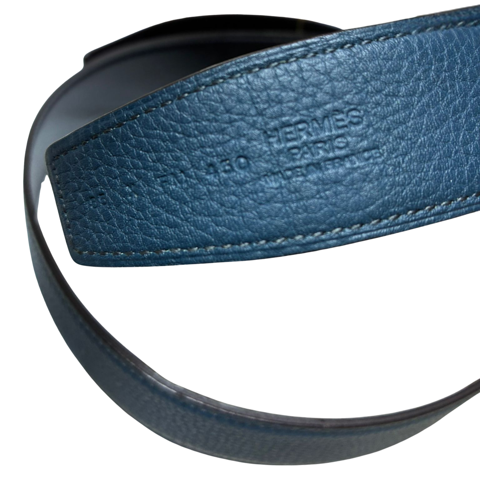 Hermes Reversible Leather Belt Blue