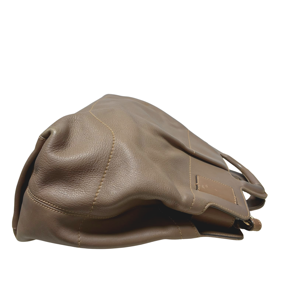 Salvatore Ferragamo Top Handle Bag Taupe Leather Large