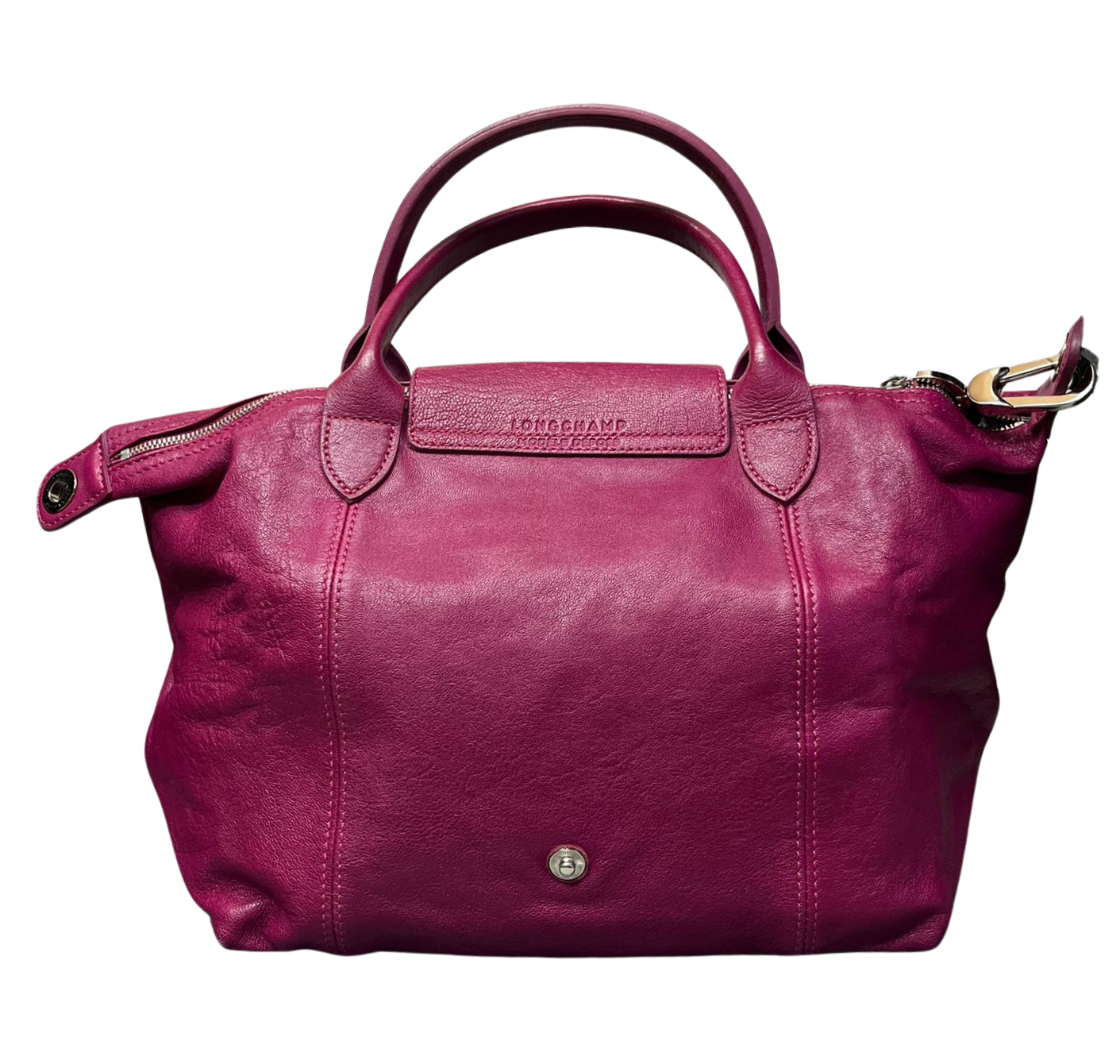 Longchamp Le Pliage Cuir Leather Top Handle Bag Pink Secondary image