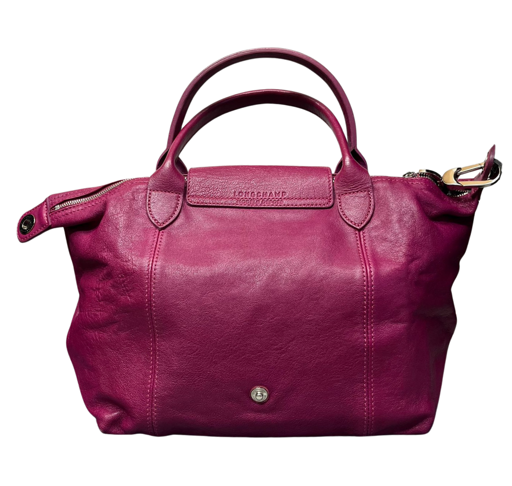 Longchamp Le Pliage Cuir Leather Top Handle Bag Pink