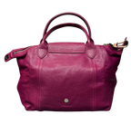 Longchamp Le Pliage Cuir Leather Top Handle Bag Pink