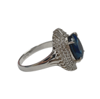 PT900 Oval Cut Sapphire Ring With Diamond Halos 7.7GM