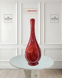 Japan Vase Red Wooden Hollowed Out Crane Neck