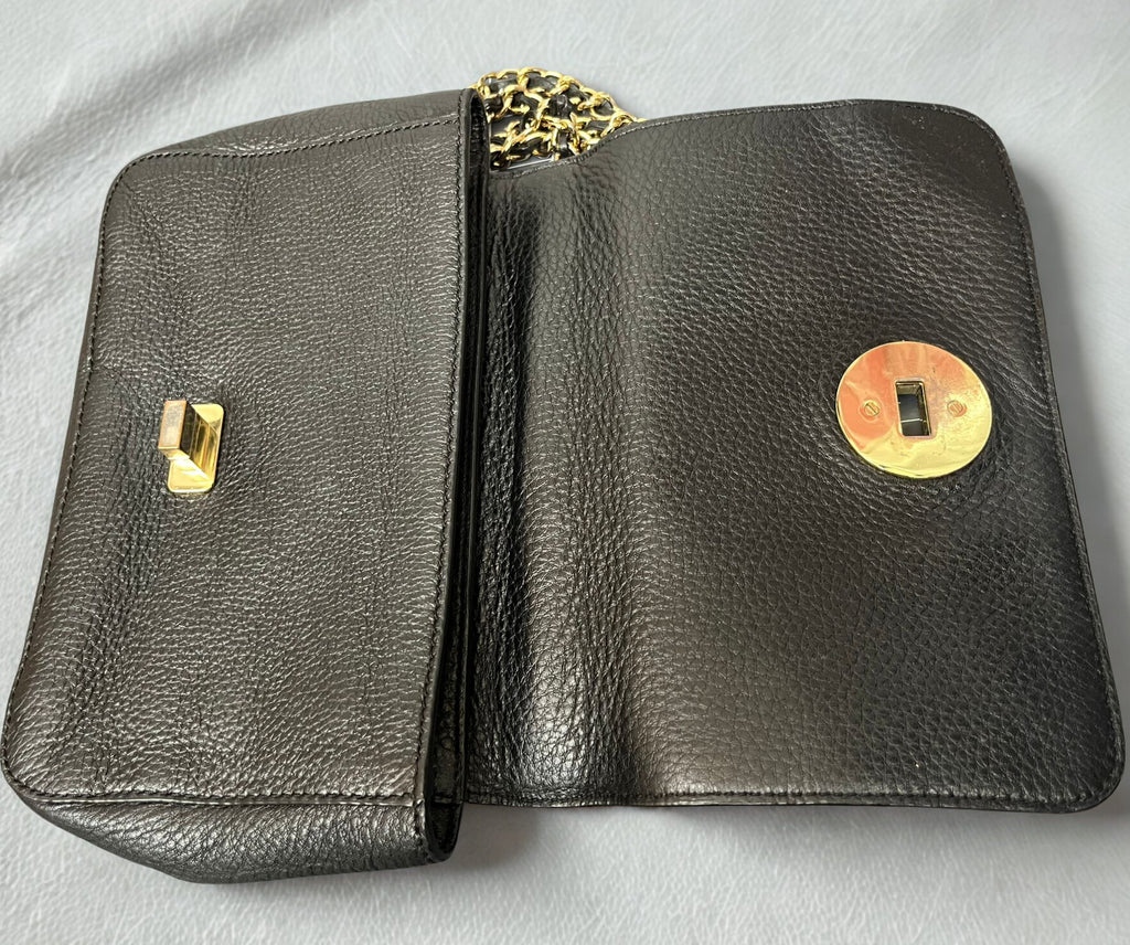 Tory Burch Britten Small Adjustable Shoulder Bag Black Pebbled Leather