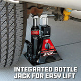 Powerbuilt 3 Ton Bottle Jack And Jack Stands In One 6000 Pound AllinOne Car Lift Heavy Duty Vehicle Unijack