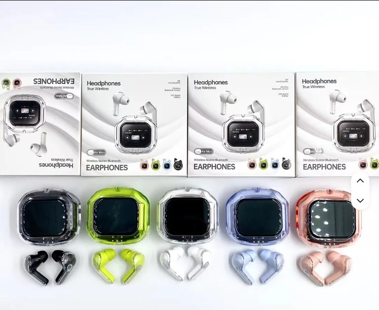 Earphones With LCD Screen - Transparent Casing