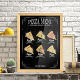 Poster Hub Pizza Menu Black Kitchen Art Decor