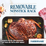 Farberware Nonstick Bakeware Roaster with Steel Rack, Gray, 11 by 15-Inch