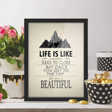 Poster Hub Life Is Like A Mountain Motivational Art Decor