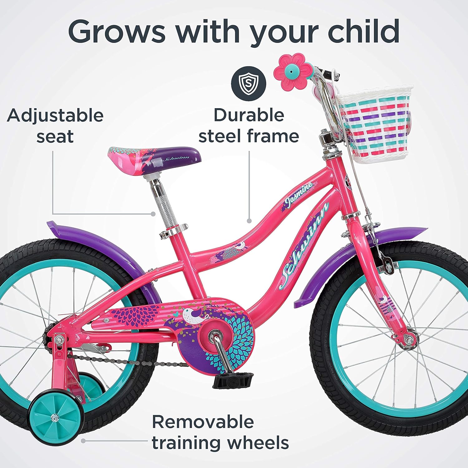Schwinn Jasmine Girls Bike With Training Wheels 16in Pink