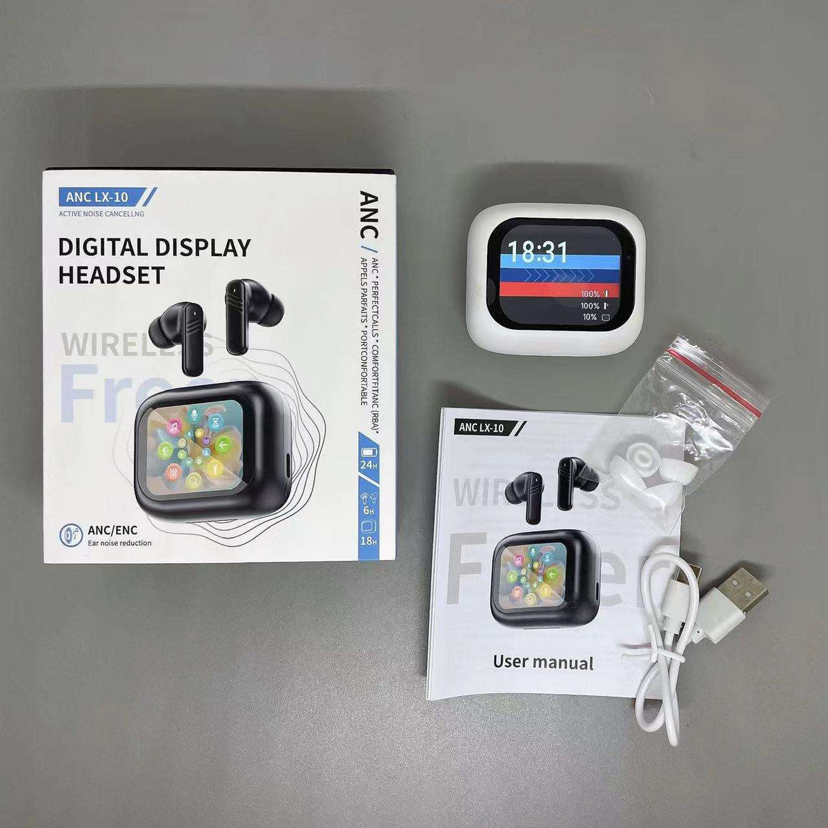 LX10 Earphones with LCD Screen - Black