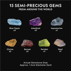 NATIONAL GEOGRAPHIC Semi-Precious Gemstone Dig Kit - STEM Digging Kit with 15 Semi-Precious Gemstones