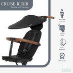 Evolur Cruise Rider Stroller with Awning, Lightweight Umbrella Stroller with Compact Folding, Easy to Carry Travel Stroller, Black