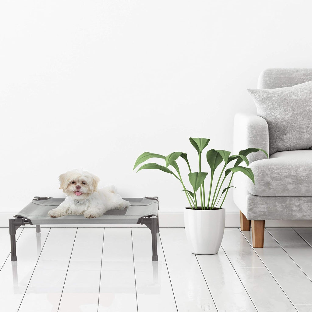 PETMAKER Elevated Dog Bed 24.5x18.5inch Portable Pet Bed With NonSlip Feet IndoorOutdoor Dog Cot Or Puppy Bed For Pets Upto 25lbs Gray