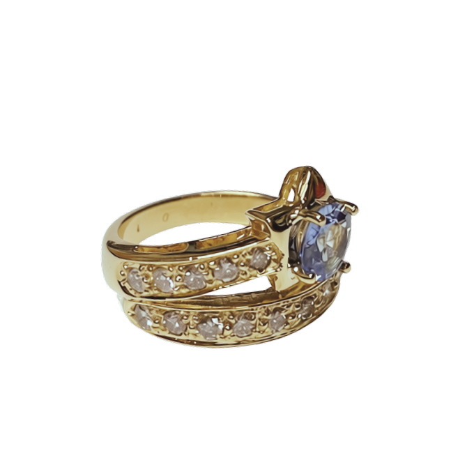 18KYG Celestial Themed Sapphire And Diamond Dress Ring 6.5GM Secondary image