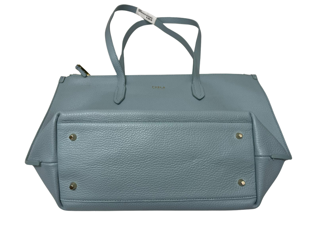 Furla Net Medium Tote Bag Slate Blue Pebbled Leather
