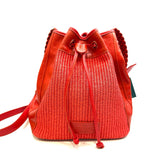 Max Mara, Weekend Red Leather & Straw Crossbody Bag (Made In Italy)