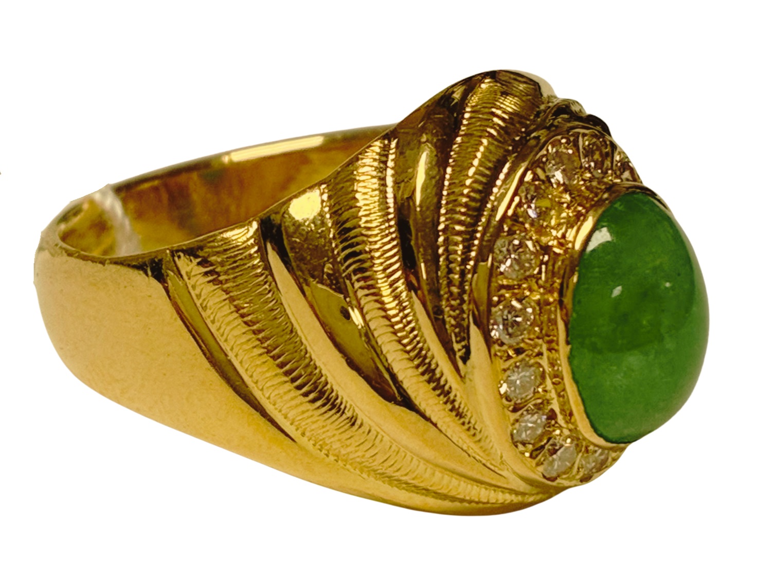 916YG Emerald And Diamonds Mens Ring 12.8GM Secondary image