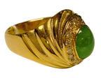 916YG Emerald And Diamonds Mens Ring 12.8GM