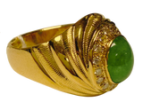 916YG Emerald And Diamonds Mens Ring 12.8GM