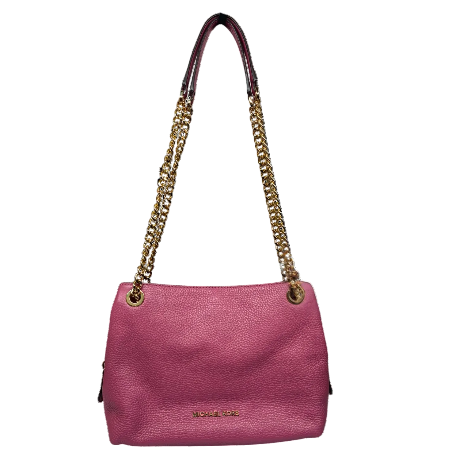 Michael Kors Jet Set Item Medium Chain Shoulder Bag Vibrant Pink Textured Leather Main image