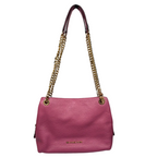 Michael Kors Jet Set Item Medium Chain Shoulder Bag Vibrant Pink Textured Leather