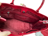 Longchamp Roseau Red Patent Leather Top Handle Shoulder Strap Tote