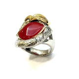 PT900/18KYG Red Coral Ring With Cert