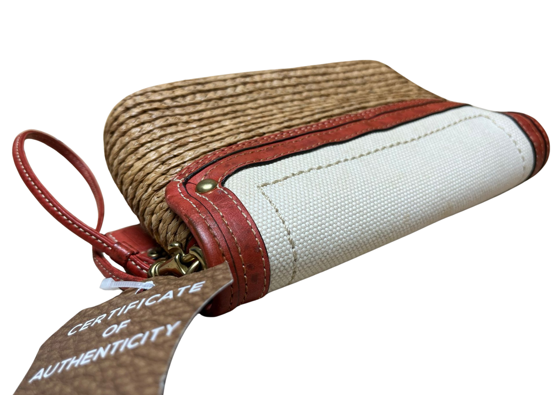 Coach Woven Straw Summertime Clutch Wristlet Bag
