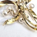 Vintage 14KYG Pearls Brooch