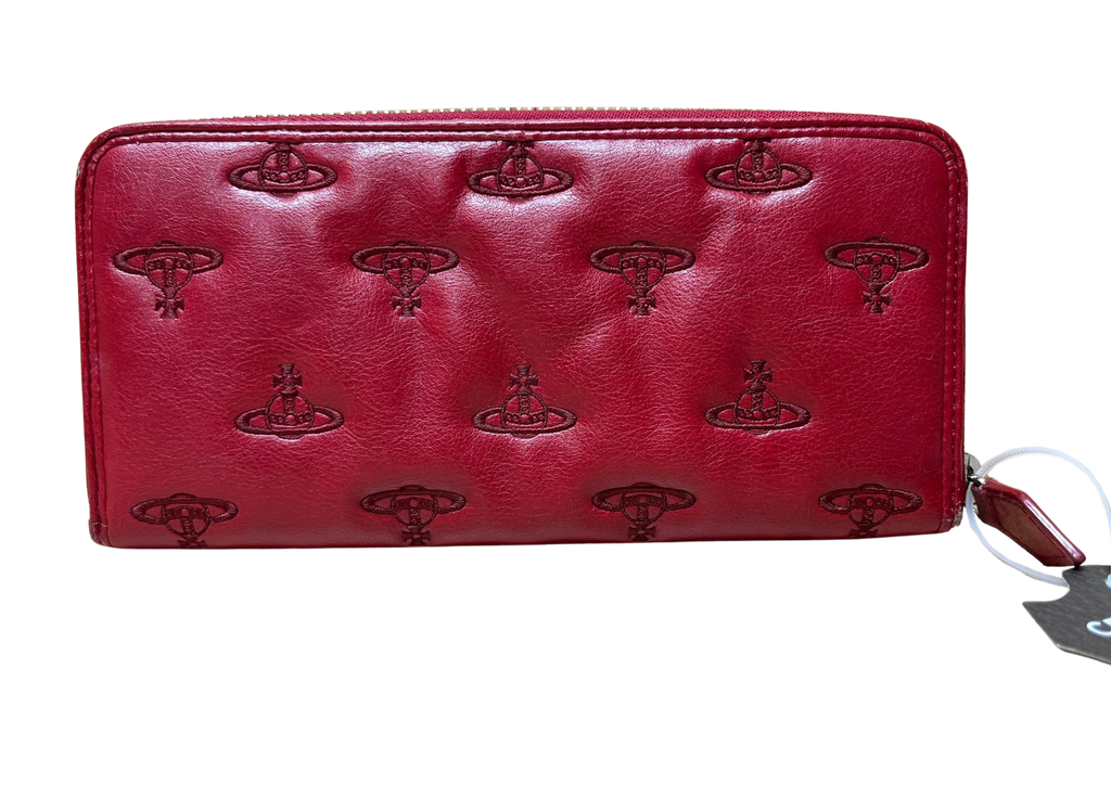 Vivienne Westwood Red Embossed Orb Long Wallet