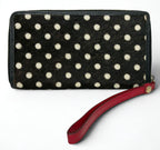Furla Long Zip Around Wallet Black And White Polka Dot