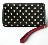 Furla Long Zip Around Wallet Black And White Polka Dot