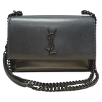Saint Laurent Medium Monogram Monochrome Sunset Bag Black Calfskin