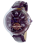 Buzz Germany BZ3013L2 Mens Leather Automatic Watch  Silver Black Edition