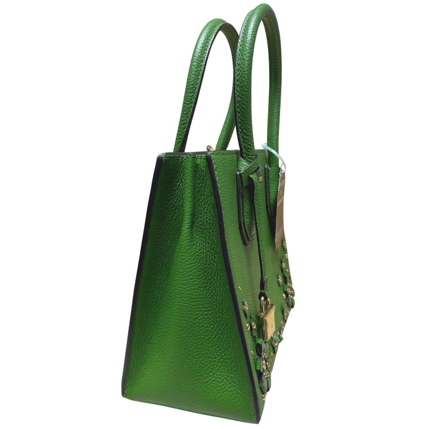 Michael Kors Mercer Floral Embellished Tote Vibrant Green Leather