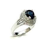 PT900 Natural Royal Blue Pear Shape Sapphire & Diamond Ring