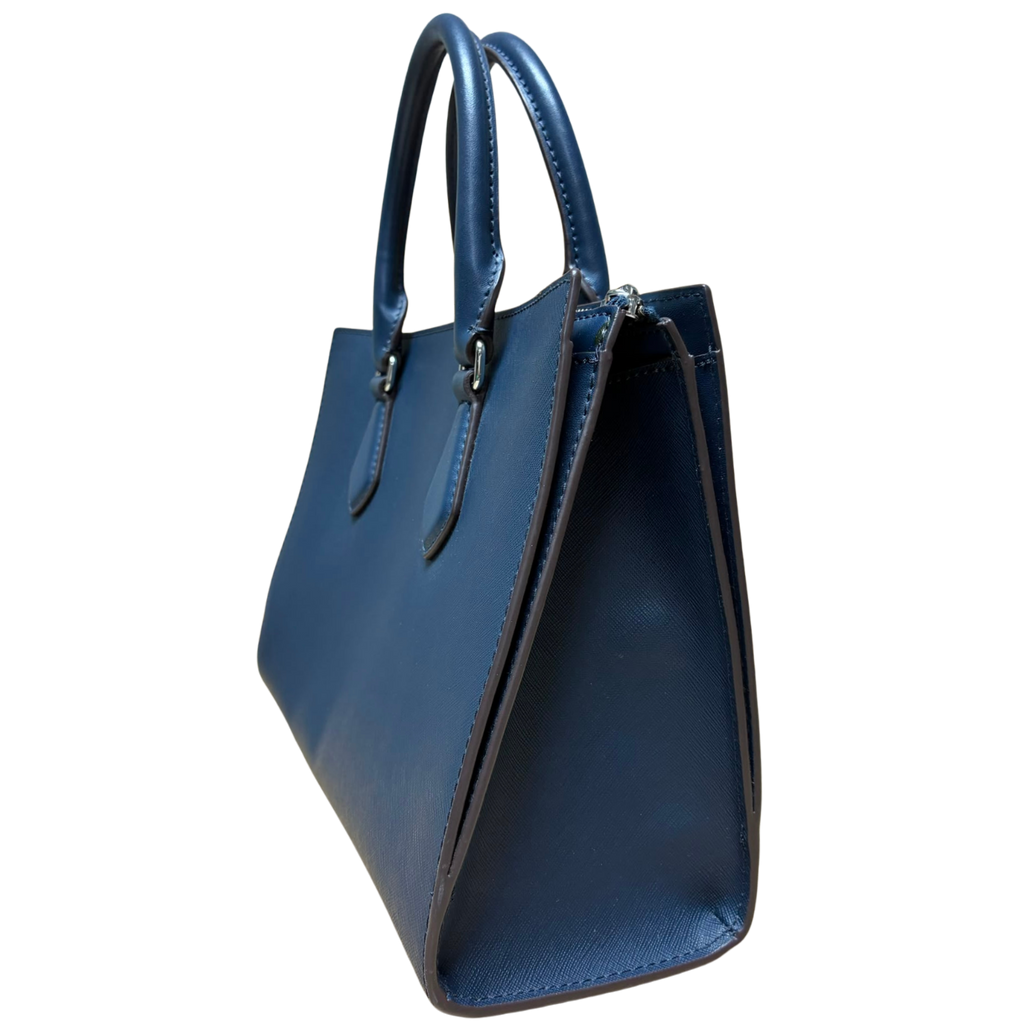 Michael Kors Sheila Medium Center Zip Satchel Crossbody Bag Navy