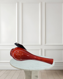 Japan Vase Red Wooden Hollowed Out Crane Neck