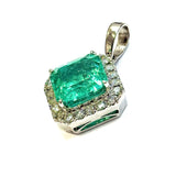 18KWG Emerald & Diamond Pendant