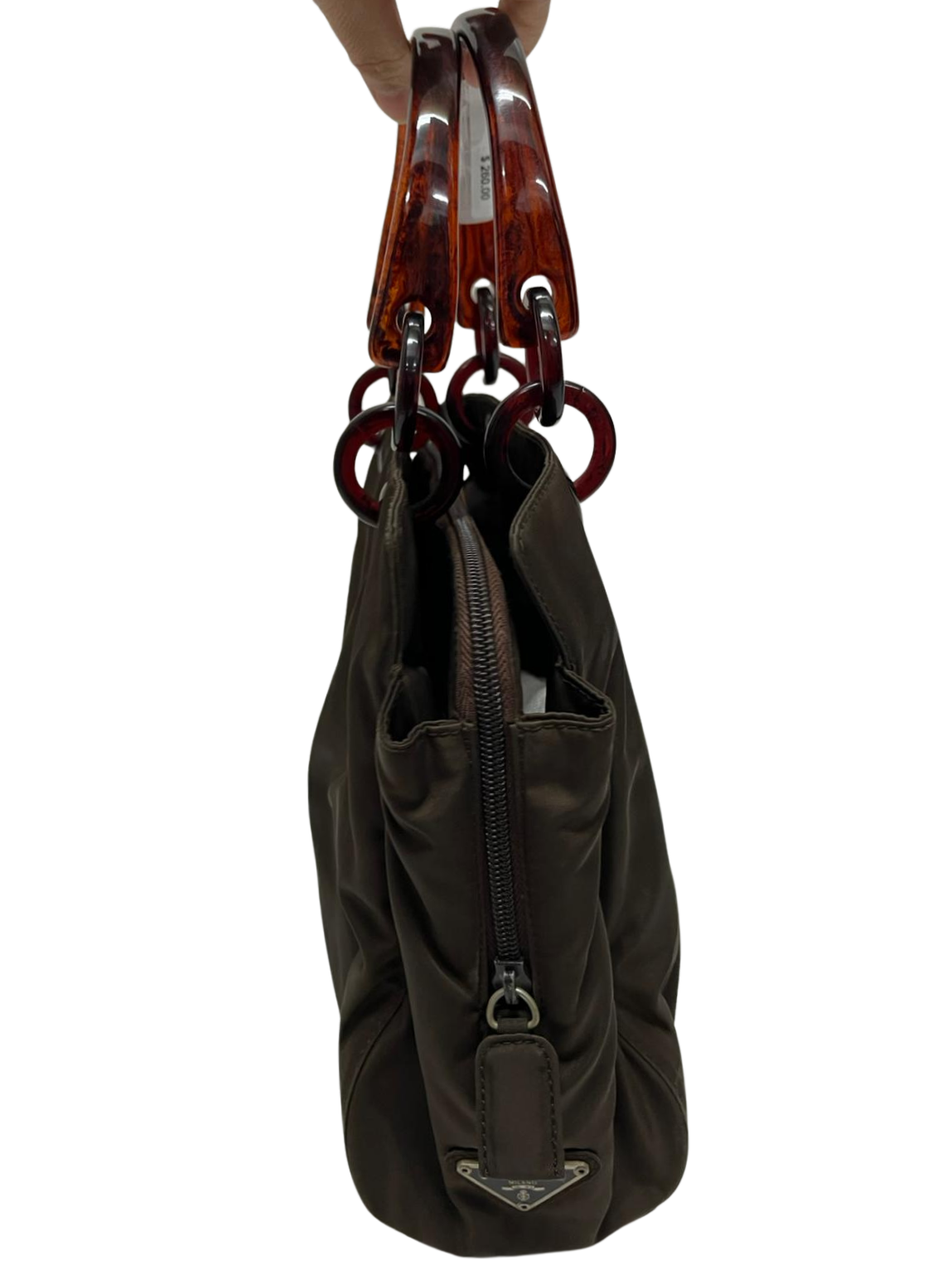 Prada Tessuto Handbag Brown Nylon Acrylic Handles