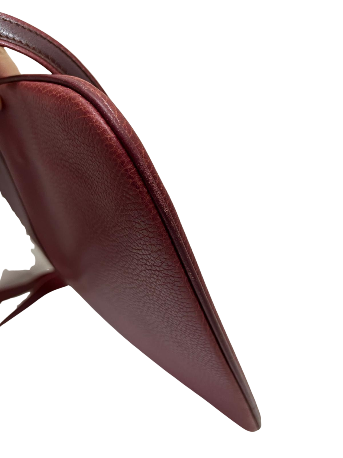 CARTIER Must Line Shoulder Bag Leather Bordeaux Gold Auth BA3142 Golden Dark red