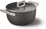 Smeg CKFC2411BLM Non-Stick Casserole with Lid, 24cm, Black