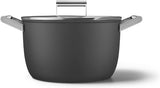 Smeg CKFC2611BLM Non-Stick Casserole with Lid, 26cm, Black